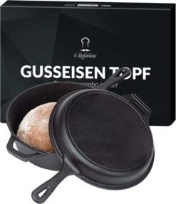 Chefarone Gietijzeren Pan - 2-in-1 Braadpan Inclusief Deksel - Geschikt Voor Alle Warmtebronnen -Kookpot Serie Winkel 1034x1200