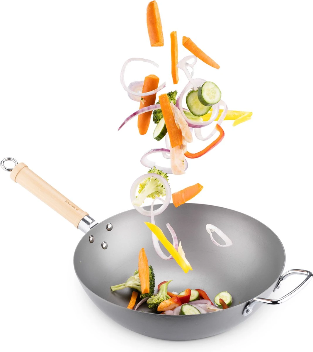 Navaris Grote Wokpan Geschikt Voor Inductie - Koolstofstalen Wok Met Twee Handvaten - Carbon Steel Wok 30 Cm Diameter - Voor Roerbak- En Wokgerechten 3 Navaris Grote Wokpan Geschikt Voor Inductie - Koolstofstalen Wok Met Twee Handvaten - Carbon Steel Wok 30 Cm Diameter - Voor Roerbak- En Wokgerechten