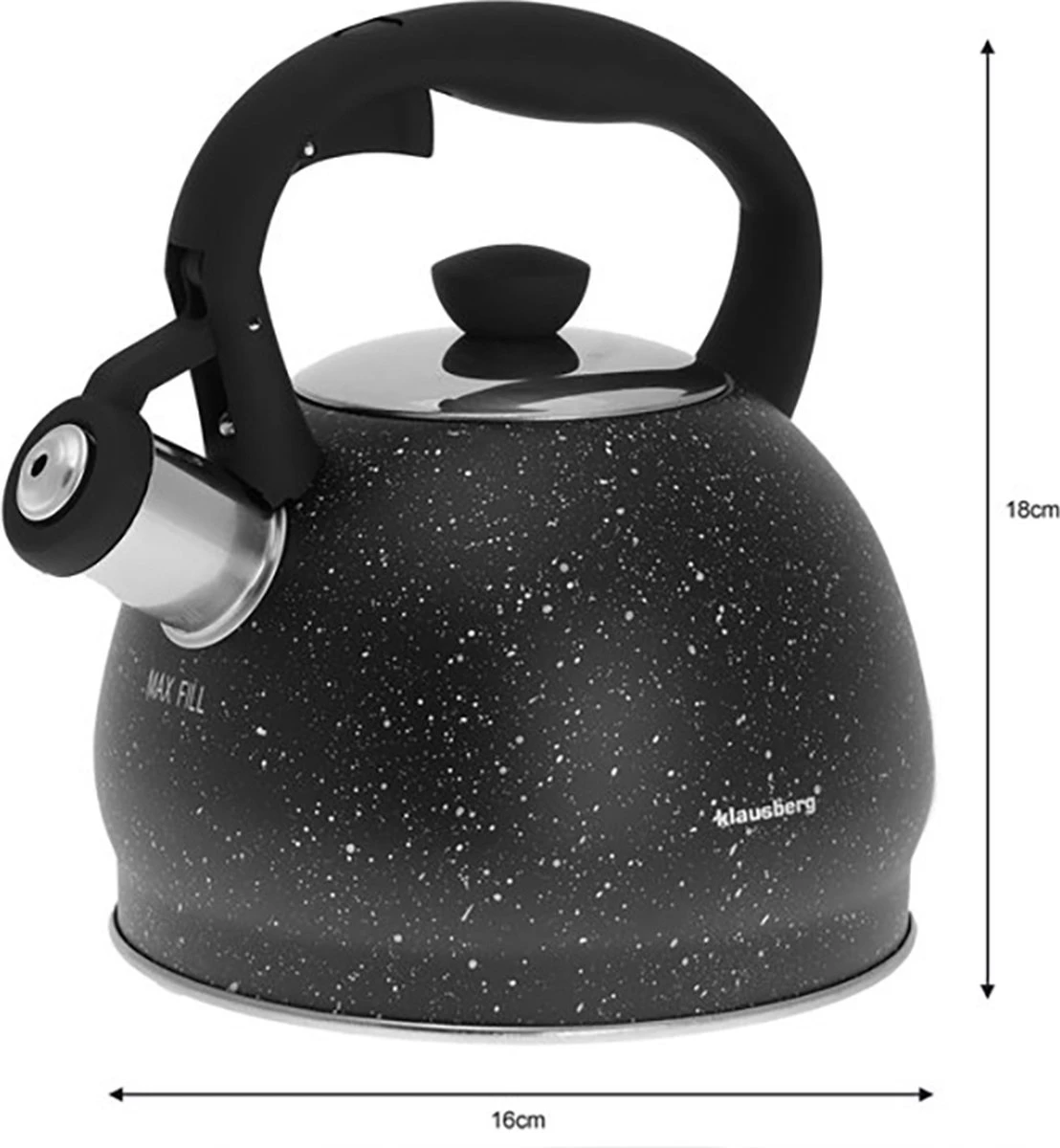 Fluitketel Inductie Gas Waterkoker 2.0 L ‘’Cosenza’’ Mat Zwart RVS 5 Fluitketel Inductie Gas Waterkoker 2.0 L ‘’Cosenza’’ Mat Zwart RVS - Afbeelding 3