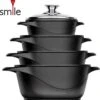 Smile 10 Delige Pannenset - Antiaanbaklaag - Vaatwasser Bestendig - Zwart -Kookpot Serie Winkel 1152x1200