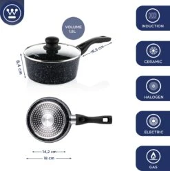 Westinghouse Steelpan Inductie - Ø 18 Cm - Zwart Marmer - Met Deksel - Sauspan -Kookpot Serie Winkel 1190x1200 11