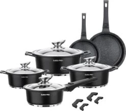 Swiss Pro+ | Set 14 Delige Pannenset | Inductie - Pannensets - Glazen Deksel - Met Afneembare Handgreep - Marmeren Interieur -PFAS-vrij | Black (Zwart) 13 Swiss Pro+ | Set 14 Delige Pannenset | Inductie - Pannensets - Glazen Deksel - Met Afneembare Handgreep - Marmeren Interieur -PFAS-vrij | Black (Zwart) -Kookpot Serie Winkel 1200x1061 1