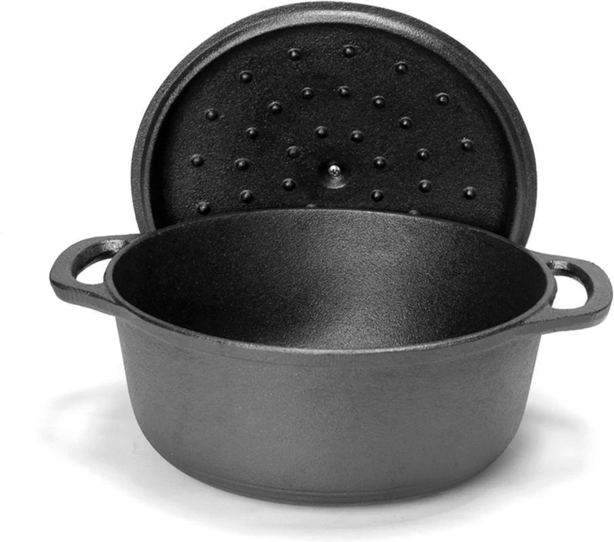 Gietijzeren Braadpan - 28 Cm - Pure Gietijzer - Niet Geëmailleerd - Geschikt Voor Inductie - Stoofpan Met Deksel - Sudderpan - Zwart 4 Gietijzeren Braadpan - 28 Cm - Pure Gietijzer - Niet Geëmailleerd - Geschikt Voor Inductie - Stoofpan Met Deksel - Sudderpan - Zwart - Afbeelding 2