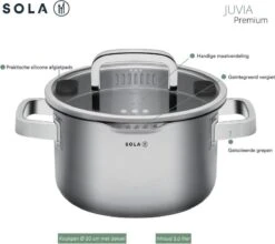 Sola Pannenset Juvia - 4 Delig - Ø 16,16,18,20 Cm - Zilver - RVS - Sandwichbodem -Kookpot Serie Winkel 1200x1069