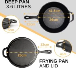 Nuovva 2-in-1 Gietijzeren Steelpan En Braadpan Of Grillplaat Met Dubbel Functie Koekenpan Deksel - 3 Liter - 26cm -Kookpot Serie Winkel 1200x1086 2