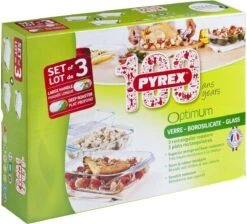 Pyrex Optimum Ovenschalenset 2,1 L - 2,9 L - 3,8 L - 31 X 20 X 6 Cm - 35 X 32 X 6 Cm - 39 X 28 X 7 Cm -Kookpot Serie Winkel 1200x1090