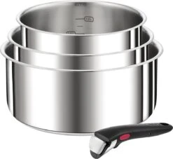 Tefal Ingenio Preference - Pannenset - Steelpannen Ø16cm + Ø18cm + Ø20cm + Handgreep