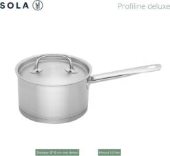 Sola Steelpan Profiline Deluxe - Ø 16 Cm - Zilver - RVS - Sandwichbodem -Kookpot Serie Winkel 1200x1108 8