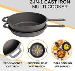 Nuovva 2-in-1 Gietijzeren Steelpan En Braadpan Of Grillplaat Met Dubbel Functie Koekenpan Deksel - 3 Liter - 26cm -Kookpot Serie Winkel 1200x1134 1