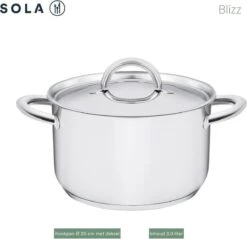 Sola Pannenset Blizz - 4 Delig - Ø Cm - Zilver - RVS - Sandwichbodem -Kookpot Serie Winkel 1200x1160