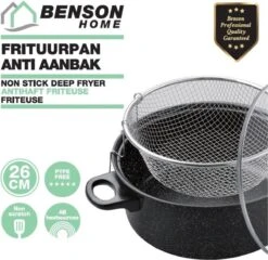 Benson Frituurpan Met Korf - Ø 26 Cm - Carbonstaal Met Marmer Coating -Kookpot Serie Winkel 1200x1168 4