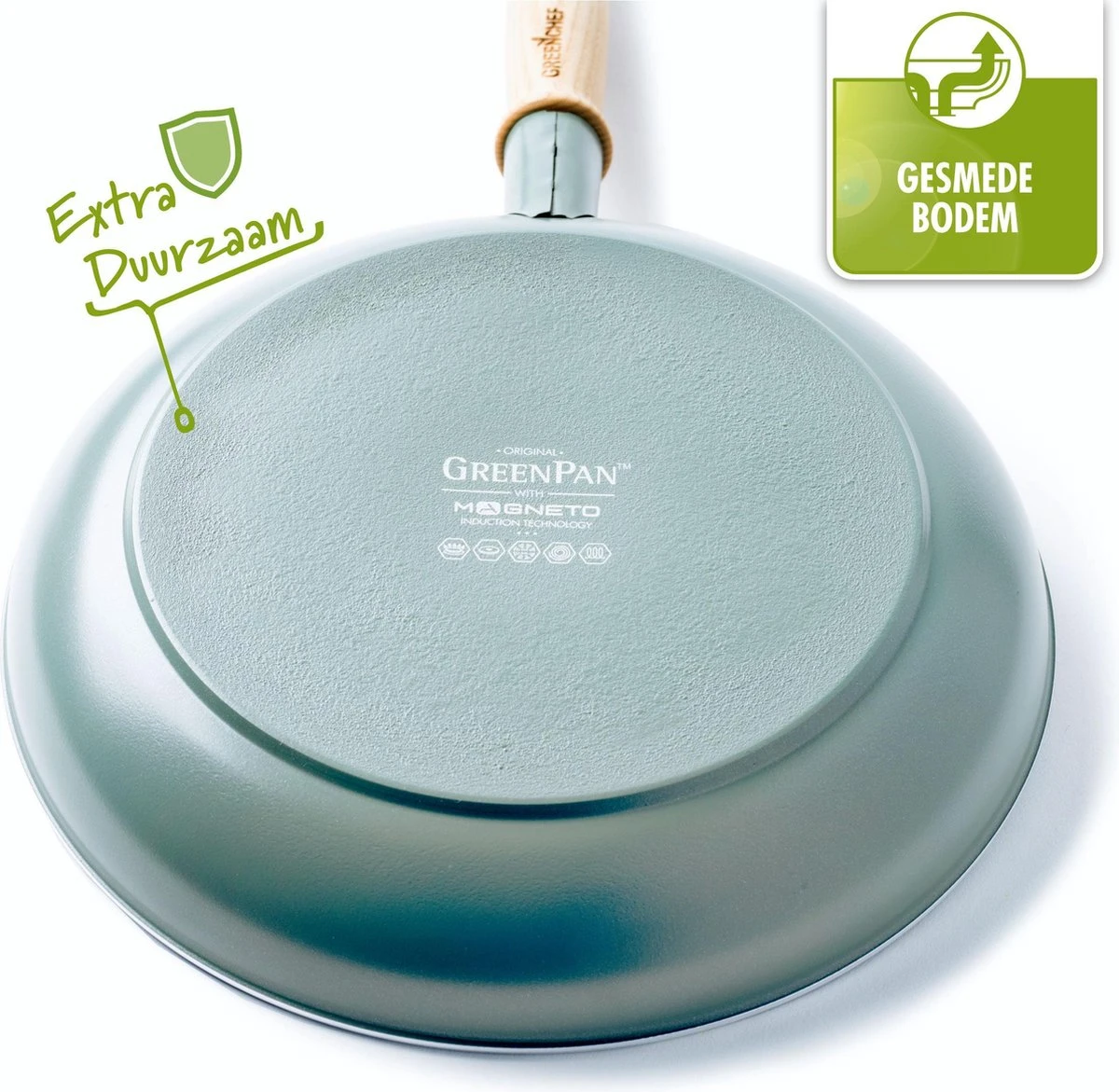 GreenPan Mayflower Koekenpannenset Ø 20cm + Ø 24cm + 1 Accessoire - Lichtblauw - Inductie - PFAS-vrij 12 GreenPan Mayflower Koekenpannenset Ø 20cm + Ø 24cm + 1 Accessoire - Lichtblauw - Inductie - PFAS-vrij - Afbeelding 10