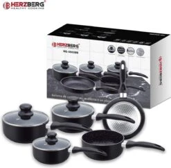Herzberg HG-5003BK: 8 Pieces Marble Cookware Set - Black -Kookpot Serie Winkel 1200x1175 3