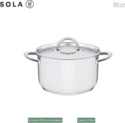 Sola Pannenset Blizz - 4 Delig - Ø Cm - Zilver - RVS - Sandwichbodem -Kookpot Serie Winkel 1200x1187