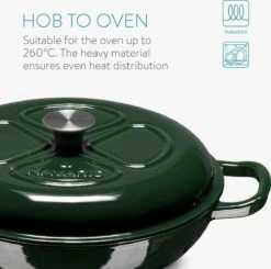 Navaris Gietijzeren Stoofpan Met Deksel- 3,5 Liter Gietijzeren Ovenschaal Van Email - Geschikt Voor Alle Warmtebronnen - Groen -Kookpot Serie Winkel 1200x1189 2