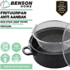 Benson Frituurpan Met Korf - Ø 26 Cm - Carbonstaal Met Marmer Coating -Kookpot Serie Winkel 1200x1192 1