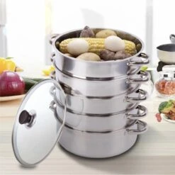 Service96 - Stoompan - 5 Lagen - Roestvrij Staal - Dikke Stoompan - Soeppan - Universele Kookpotten - Voor Inductiekookplaat, Gasfornuis - Kookgerei -Kookpot Serie Winkel 1200x1198 15