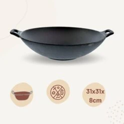 Orange85 Gietijzeren Wokpan - Alle Warmtebronnen - Inductie - Wok - Zwart - 31cm - Gietijzer - Wokpannen 13 Orange85 Gietijzeren Wokpan - Alle Warmtebronnen - Inductie - Wok - Zwart - 31cm - Gietijzer - Wokpannen -Kookpot Serie Winkel 1200x1200 1000