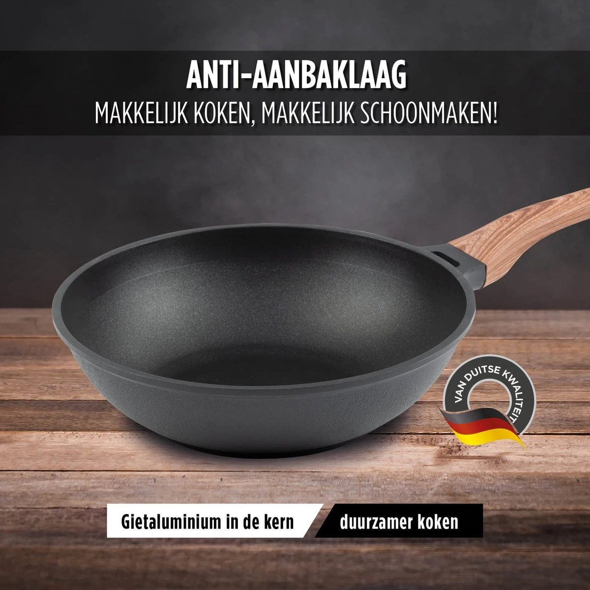 Rosmarino Black Line - Wokpan - Ø30cm - 100% PFAS & PFOA Vrij - Gegoten Aluminium - Non-stick Minerale Coating - Ergonomische Handgreep - Geschikt Voor Alle Warmtebronnen & Vaatwasser 16 Rosmarino Black Line - Wokpan - Ø30cm - 100% PFAS & PFOA Vrij - Gegoten Aluminium - Non-stick Minerale Coating - Ergonomische Handgreep - Geschikt Voor Alle Warmtebronnen & Vaatwasser - Afbeelding 14