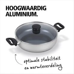 BRABANTIA INDU+ Hapjespan - Keramische Antiaanbaklaag - Met Deksel - Ø 28 Cm - Inductie - Pfas Vrij -Kookpot Serie Winkel 1200x1200 1111