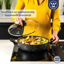 Westinghouse Hapjespan Inductie - Ø 32 Cm - Zwart Marmer - Met Deksel -Kookpot Serie Winkel 1200x1200 1123
