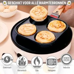 W&Z® Pannenkoekenpan Inductie - Pancake Pan - Omeletpan - Omeletmaker -Eierpan- Anti Aanbak - 4 Vakjes -Kookpot Serie Winkel 1200x1200 1170