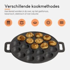 Ocina Poffertjespan– 19 Poffertjes – Poffertjesmaker – Poffertjespan Inductie – Poffertjespan Electrisch – Gietijzeren Pan – Inclusief Warmtebestendige Handvaten– Gratis Receptenboek -Kookpot Serie Winkel 1200x1200 1218
