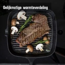 Daumonet Auguste Noir Gietijzeren Grillpan - Steakpan Zwart - PFAS & PFOA Vrij - Vierkant Met Schenktuit - 23,5 Cm - 2 Liter - Emaille - Alle Warmtebronnen - Elektrisch - Gas - Halogeen - Inductie - Keramisch -Kookpot Serie Winkel 1200x1200 1283