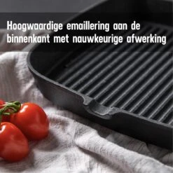 Daumonet Auguste Noir Gietijzeren Grillpan - Steakpan Zwart - PFAS & PFOA Vrij - Vierkant Met Schenktuit - 23,5 Cm - 2 Liter - Emaille - Alle Warmtebronnen - Elektrisch - Gas - Halogeen - Inductie - Keramisch -Kookpot Serie Winkel 1200x1200 1286