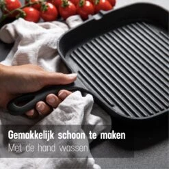 Daumonet Auguste Noir Gietijzeren Grillpan - Steakpan Zwart - PFAS & PFOA Vrij - Vierkant Met Schenktuit - 23,5 Cm - 2 Liter - Emaille - Alle Warmtebronnen - Elektrisch - Gas - Halogeen - Inductie - Keramisch -Kookpot Serie Winkel 1200x1200 1287