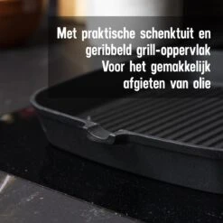 Daumonet Auguste Noir Gietijzeren Grillpan - Steakpan Zwart - PFAS & PFOA Vrij - Vierkant Met Schenktuit - 23,5 Cm - 2 Liter - Emaille - Alle Warmtebronnen - Elektrisch - Gas - Halogeen - Inductie - Keramisch -Kookpot Serie Winkel 1200x1200 1290