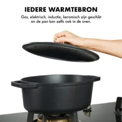 MOA Gietijzeren Braadpan - Inhoud 4,7 Liter - 29CM - Ovaal - Alle Warmtebronnen - Ook Voor Inductie - Gewicht 5,7 Kg - Zwart - C29B -Kookpot Serie Winkel 1200x1200 1332