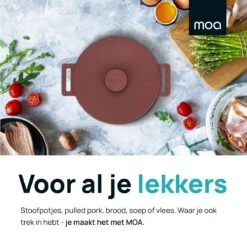 MOA Gietijzeren Braadpan - Inhoud 4,75 Liter - 26CM - Rond - Alle Warmtebronnen - Ook Voor Inductie - Gewicht 5,8 Kg - Bordeaux Rood - MC26BR -Kookpot Serie Winkel 1200x1200 1348