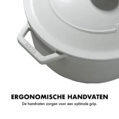MOA Gietijzeren Braadpan - Inhoud 5,7 Liter - 26CM - Rond - Alle Warmtebronnen - Ook Voor Inductie - Gewicht 5,8 Kg - Wit - C26W -Kookpot Serie Winkel 1200x1200 1361