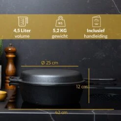 Chefarone Gietijzeren Pan - 2-in-1 Braadpan Inclusief Deksel - Geschikt Voor Alle Warmtebronnen -Kookpot Serie Winkel 1200x1200 1394