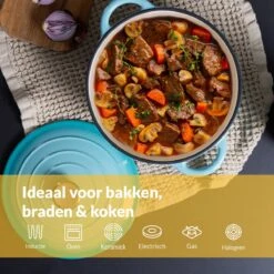 Chefarone Gietijzeren Pan - Braadpan Inclusief Deksel - Geschikt Voor Alle Warmtebronnen - Geëmailleerd Blauw 16 Chefarone Gietijzeren Pan - Braadpan Inclusief Deksel - Geschikt Voor Alle Warmtebronnen - Geëmailleerd Blauw -Kookpot Serie Winkel 1200x1200 1450