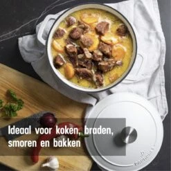 Daumonet Carême Blanc Gietijzeren Braadpan - Sudderpan Wit - Rond - Ø 26 Cm - 4,4 Liter - 100% PFAS & PFOA Vrij - Emaille - Geschikt Voor Alle Warmtebronnen - Elektrisch - Gas - Halogeen - Inductie - Keramisch - Vaatwasserbestendig 15 Daumonet Carême Blanc Gietijzeren Braadpan - Sudderpan Wit - Rond - Ø 26 Cm - 4,4 Liter - 100% PFAS & PFOA Vrij - Emaille - Geschikt Voor Alle Warmtebronnen - Elektrisch - Gas - Halogeen - Inductie - Keramisch - Vaatwasserbestendig -Kookpot Serie Winkel 1200x1200 1479