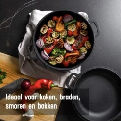 Daumonet Ducasse Gietijzeren Double Use Braadpan - Combi Sudderpan Zwart - 2-in-1 Bak- En Braadpan - PFAS & PFOA Vrij - Rond - Ø 26 Cm - 4,4 Liter - Emaille - Alle Warmtebronnen - Elektrisch - Gas - Halogeen - Inductie - Keramisch 15 Daumonet Ducasse Gietijzeren Double Use Braadpan - Combi Sudderpan Zwart - 2-in-1 Bak- En Braadpan - PFAS & PFOA Vrij - Rond - Ø 26 Cm - 4,4 Liter - Emaille - Alle Warmtebronnen - Elektrisch - Gas - Halogeen - Inductie - Keramisch -Kookpot Serie Winkel 1200x1200 1514