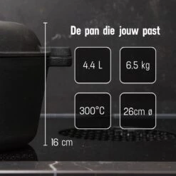 Daumonet Ducasse Gietijzeren Double Use Braadpan - Combi Sudderpan Zwart - 2-in-1 Bak- En Braadpan - PFAS & PFOA Vrij - Rond - Ø 26 Cm - 4,4 Liter - Emaille - Alle Warmtebronnen - Elektrisch - Gas - Halogeen - Inductie - Keramisch 18 Daumonet Ducasse Gietijzeren Double Use Braadpan - Combi Sudderpan Zwart - 2-in-1 Bak- En Braadpan - PFAS & PFOA Vrij - Rond - Ø 26 Cm - 4,4 Liter - Emaille - Alle Warmtebronnen - Elektrisch - Gas - Halogeen - Inductie - Keramisch -Kookpot Serie Winkel 1200x1200 1517