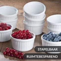 Chefarone Mini Ronde Ovenschalen - Mini Vormpjes Set Van 10 - Bakvormen Keramiek 200 ML - Crème Brulée Schaaltje - Wit -Kookpot Serie Winkel 1200x1200 1541