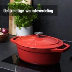 Daumonet Bocuse Rouge Gietijzeren Braadpan - Sudderpan Kersen Rood - Ovaal - Ø 29 Cm - 3 Liter - PFAS & PFOA Vrij - Emaille - Geschikt Voor Alle Warmtebronnen - Elektrisch - Gas - Halogeen - Inductie - Keramisch - Vaatwasserbestendig 17 Daumonet Bocuse Rouge Gietijzeren Braadpan - Sudderpan Kersen Rood - Ovaal - Ø 29 Cm - 3 Liter - PFAS & PFOA Vrij - Emaille - Geschikt Voor Alle Warmtebronnen - Elektrisch - Gas - Halogeen - Inductie - Keramisch - Vaatwasserbestendig -Kookpot Serie Winkel 1200x1200 158