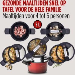 Rosmarino - Snelkookpan Met Glazen Deksel - Zwart - Ø24cm - 5 Liter - 100% PFAS & PFOA Vrij - Aluminium - Pressure Cooker - Non-stick Minerale Coating - Ergonomische Handgrepen - Geschikt Voor Alle Warmtebronnen -Kookpot Serie Winkel 1200x1200 1589