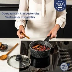 Westinghouse Steelpan Inductie - Ø 18 Cm - Zwart Marmer - Met Deksel - Sauspan -Kookpot Serie Winkel 1200x1200 1678
