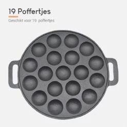 Ocina Poffertjespan – Combo Pack – 19 Poffertjes – Poffertjesmaker – Poffertjespan Inductie – Poffertjespan Electrisch – Gietijzeren Pan - Inclusief Doseerfles, Handvaten, 6x Poffertjesvorken En Invetkwast – Gratis Receptenboek -Kookpot Serie Winkel 1200x1200 204