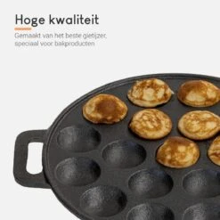 Ocina Poffertjespan – Combo Pack – 19 Poffertjes – Poffertjesmaker – Poffertjespan Inductie – Poffertjespan Electrisch – Gietijzeren Pan - Inclusief Doseerfles, Handvaten, 6x Poffertjesvorken En Invetkwast – Gratis Receptenboek -Kookpot Serie Winkel 1200x1200 206
