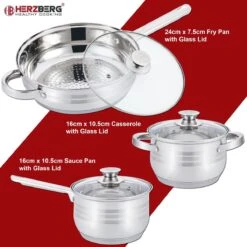 Herzberg Pannenset – 12-Delig – Voor Inductie En Gas – Vaatwasser Bestendig – RVS Met Glazen Deksels -Kookpot Serie Winkel 1200x1200 269