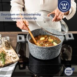 Westinghouse Kookpan/Braadpan Inductie - Ø 28 Cm - Grijs Graniet - Met Deksel - PFOA Vrij 16 Westinghouse Kookpan/Braadpan Inductie - Ø 28 Cm - Grijs Graniet - Met Deksel - PFOA Vrij -Kookpot Serie Winkel 1200x1200 370