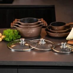 Herenthal Inductie Pannenset- Luxe 10-delige Koekenpannenset - Voor Alle Warmtebronnen - Met Glazen Deksels - Koper -Kookpot Serie Winkel 1200x1200 45