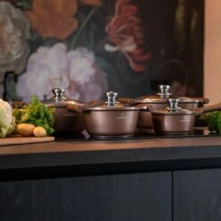 Herenthal Inductie Pannenset- Luxe 10-delige Koekenpannenset - Voor Alle Warmtebronnen - Met Glazen Deksels - Koper -Kookpot Serie Winkel 1200x1200 46