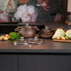 Herenthal Inductie Pannenset- Luxe 10-delige Koekenpannenset - Voor Alle Warmtebronnen - Met Glazen Deksels - Koper -Kookpot Serie Winkel 1200x1200 47